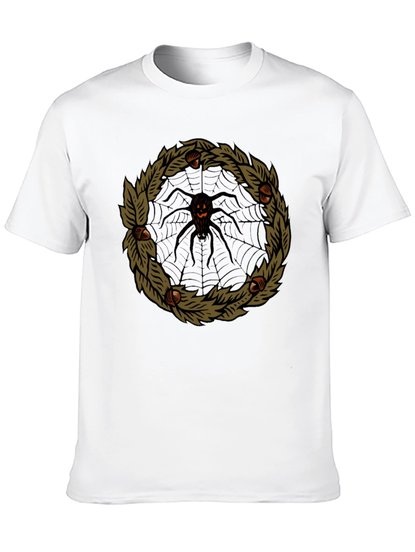 Halloween Spider Web Wreath Black T-Shirt