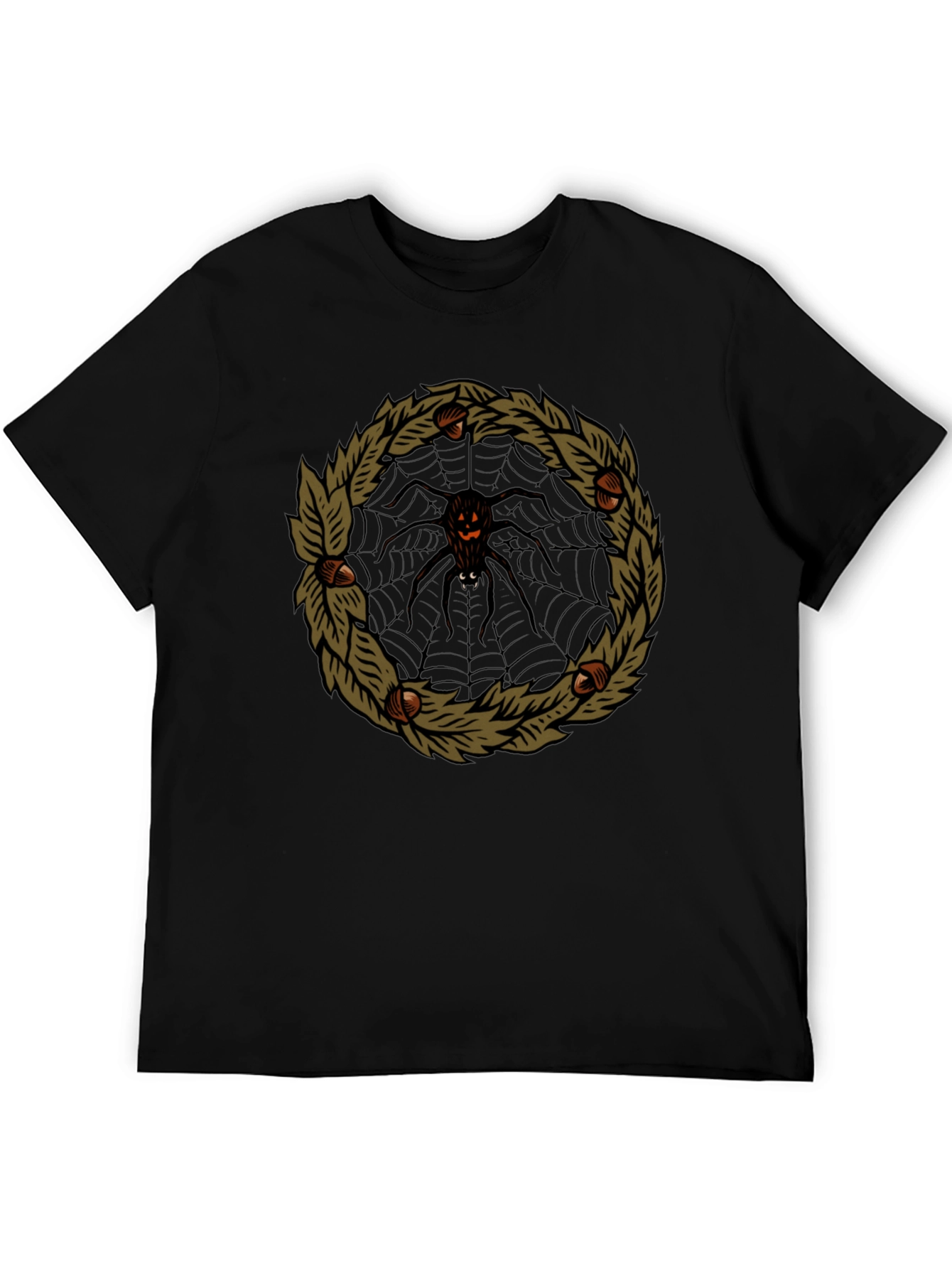 Halloween Spider Web Wreath Black T-Shirt