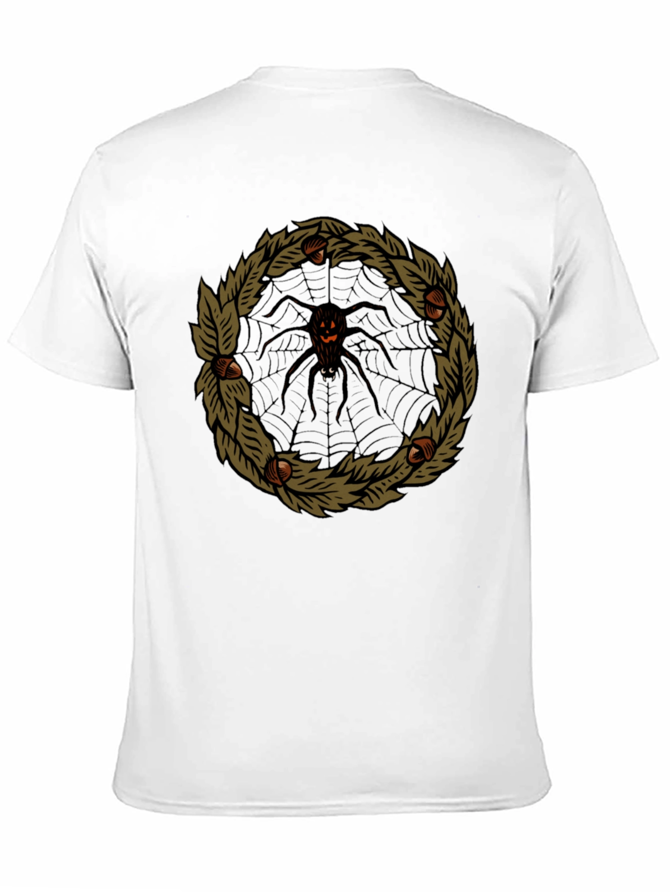 Halloween Spider Web Wreath Black T-Shirt