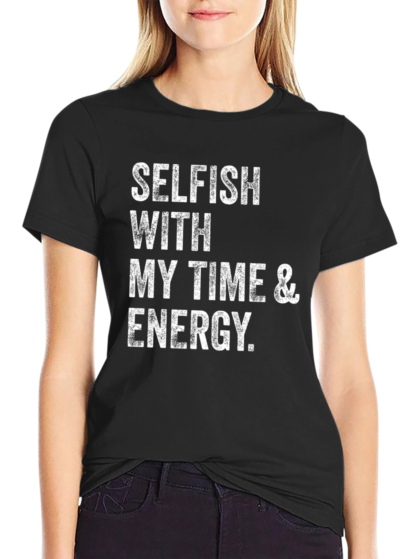 Selfish Time & Energy Black Graphic T-Shirt