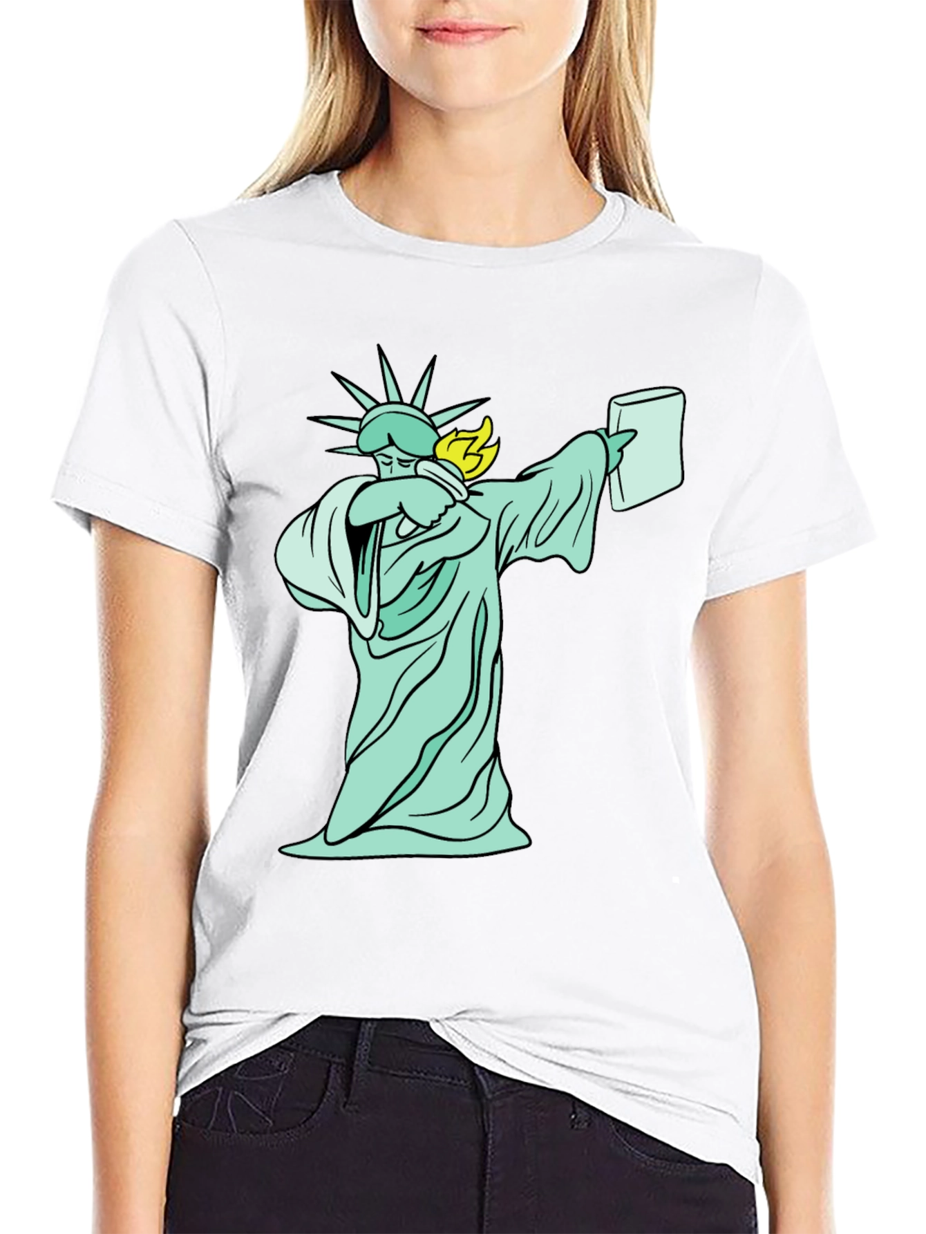 Dabbing Statue of Liberty T-Shirt - Funny Design