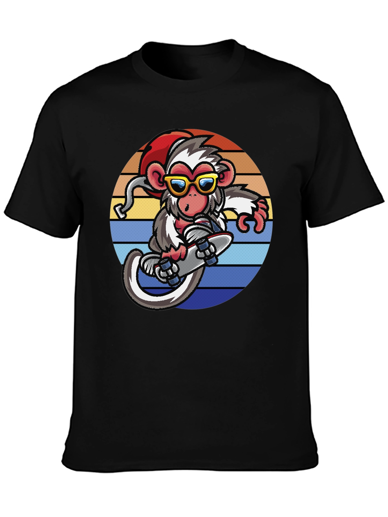 Monkey Skateboard Retro Sunset T-Shirt