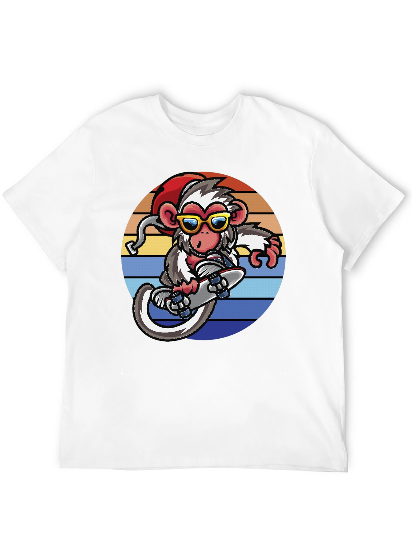 Monkey Skateboard Retro Sunset T-Shirt
