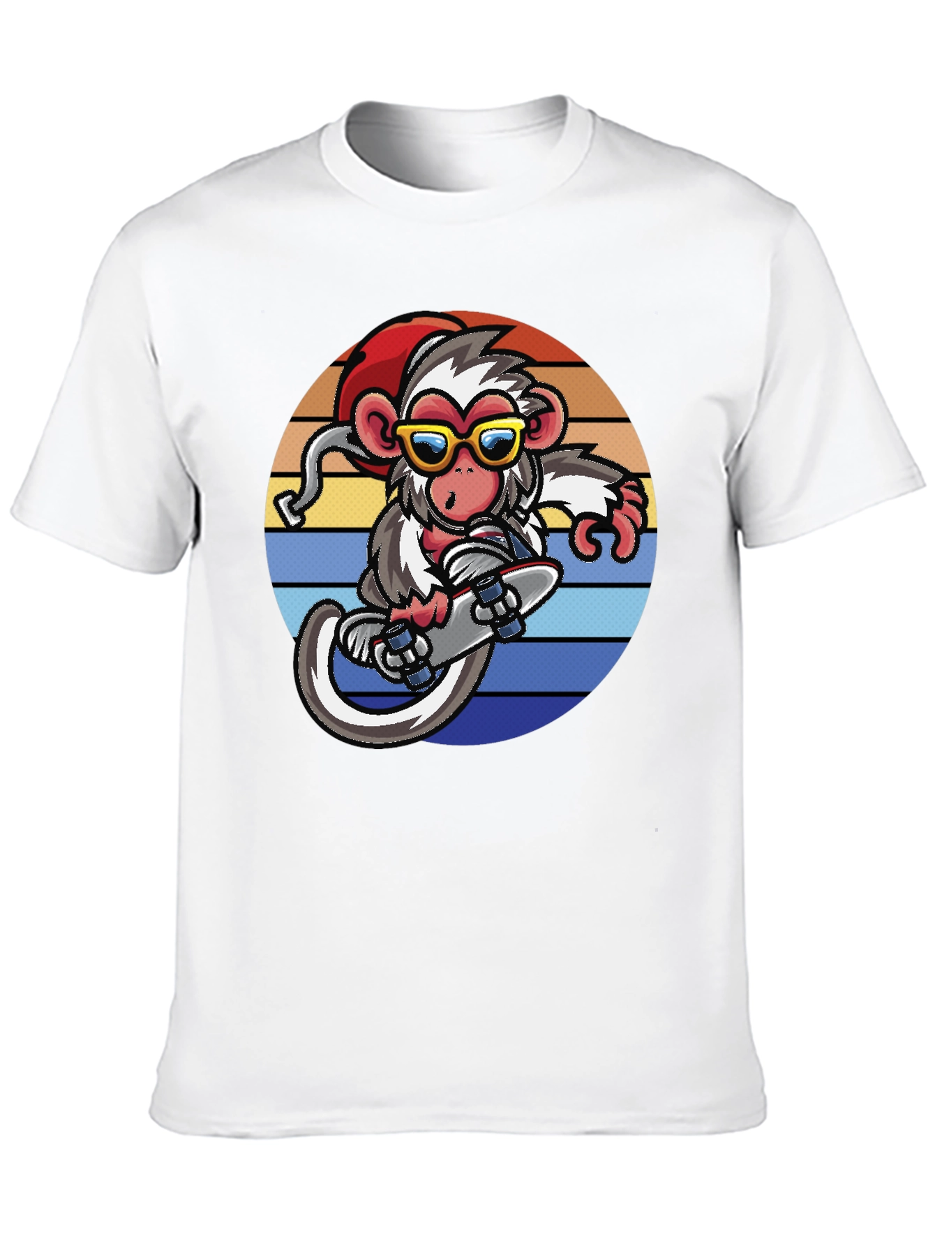 Monkey Skateboard Retro Sunset T-Shirt