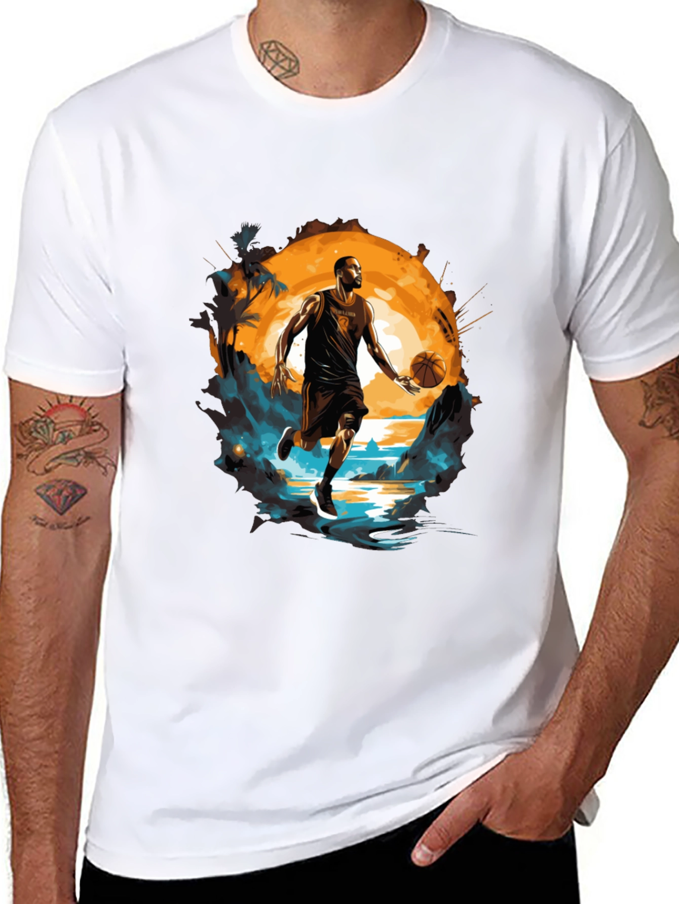 Basketball Player Graphic Tee - Sports Fan T-Shirt