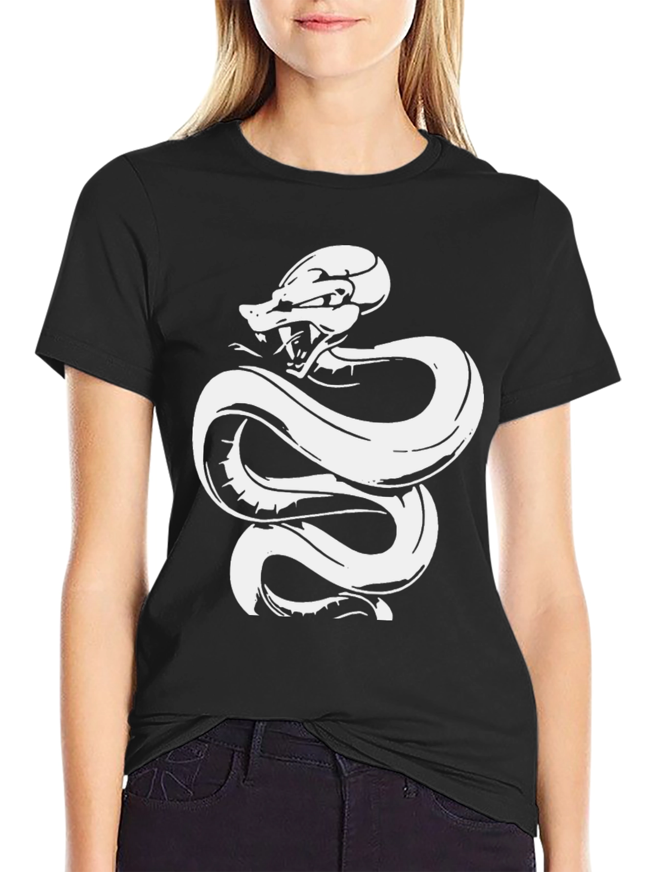 Snake Graphic T-Shirt - Black Cotton Tee