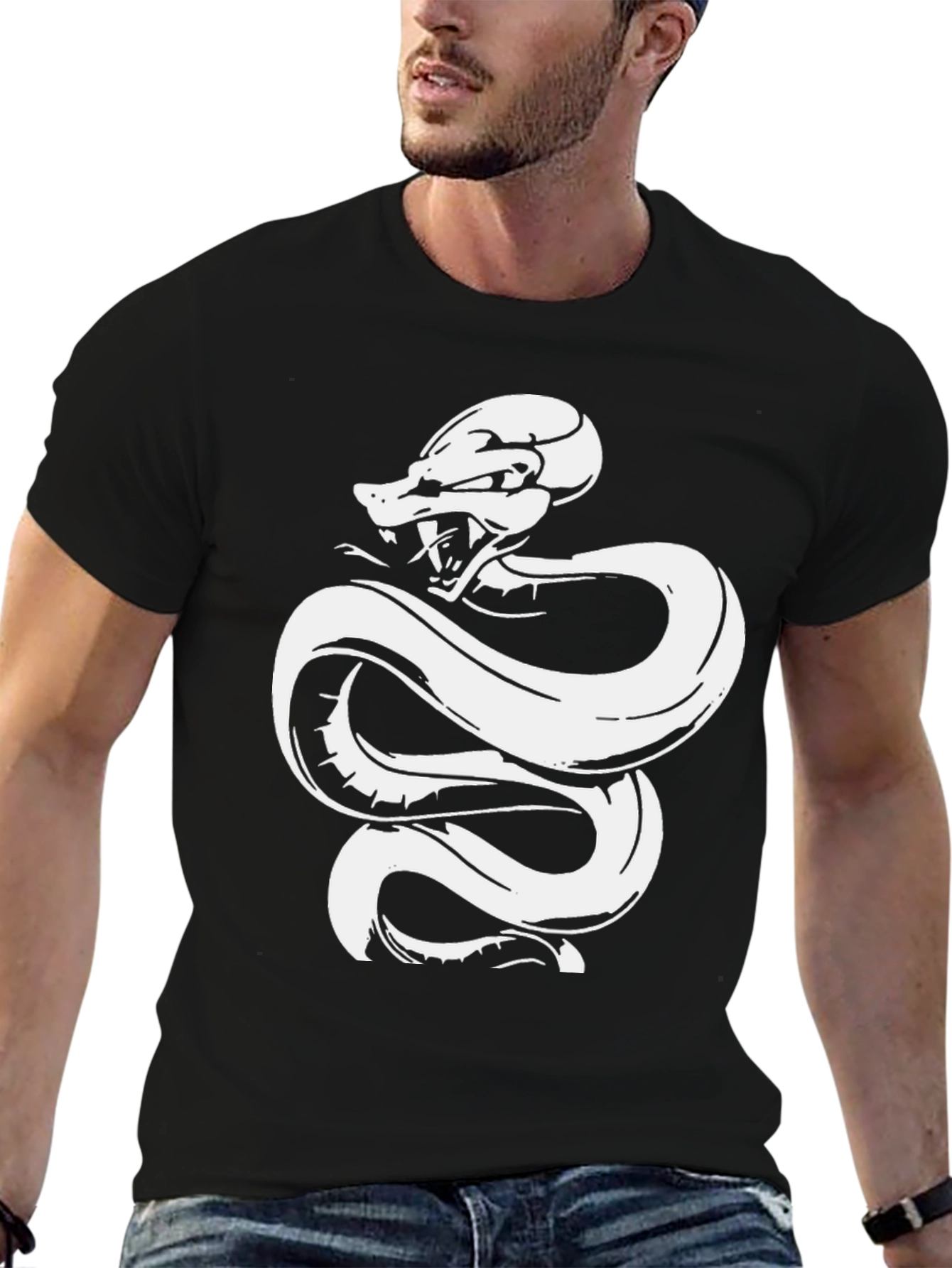 Snake Graphic T-Shirt - Black Cotton Tee