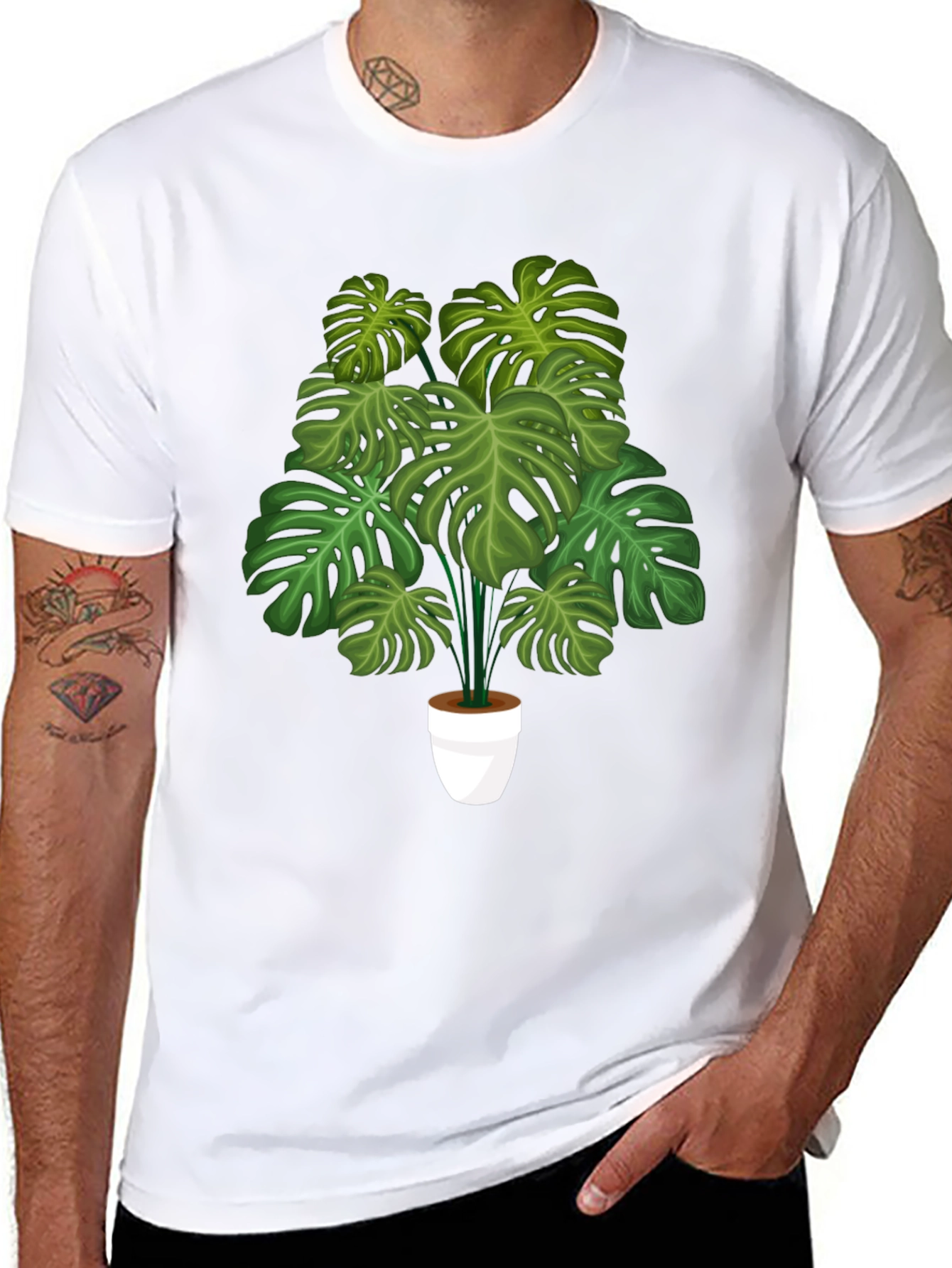 Monstera Plant Graphic Tee - Trendy Botanical Shirt