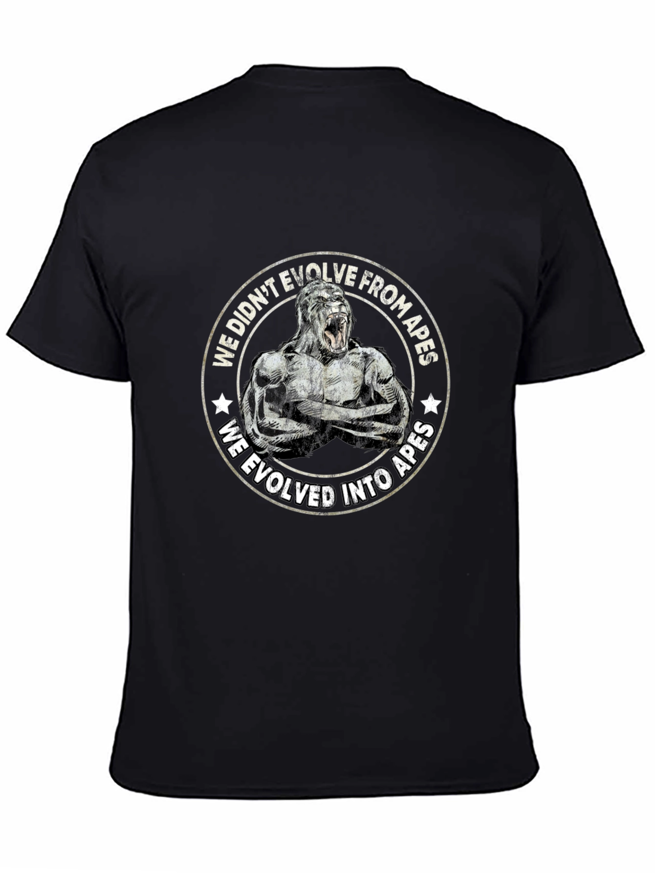 Evolved Into Apes Graphic Tee - Black Cotton T-Shirt
