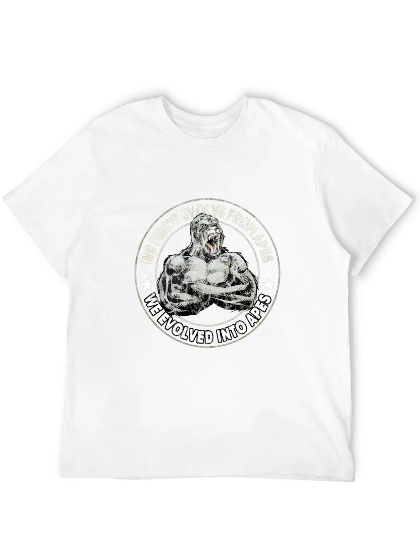 Evolved Into Apes Graphic Tee - Black Cotton T-Shirt