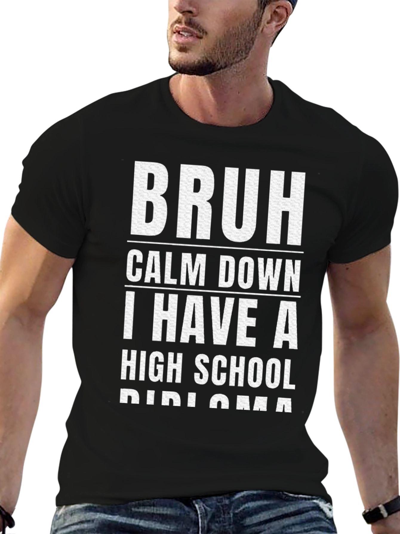 Bruh Calm Down Diploma Graphic T-Shirt