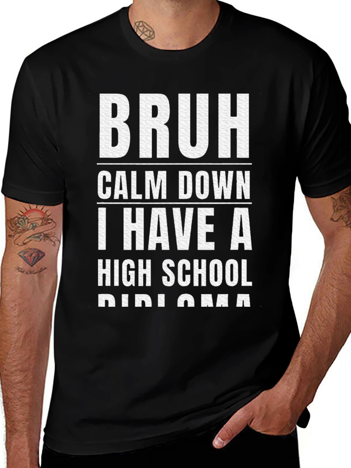 Bruh Calm Down Diploma Graphic T-Shirt