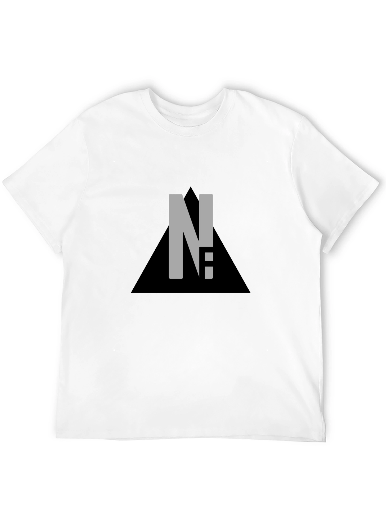 Modern Black Graphic Tee - Letter & Triangle Design