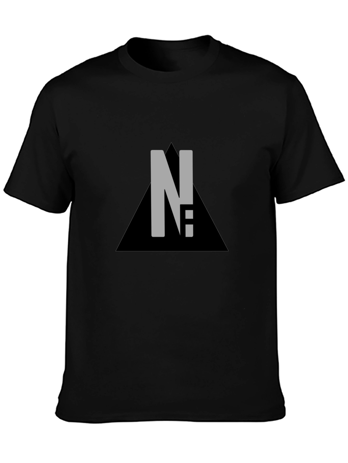 Modern Black Graphic Tee - Letter & Triangle Design