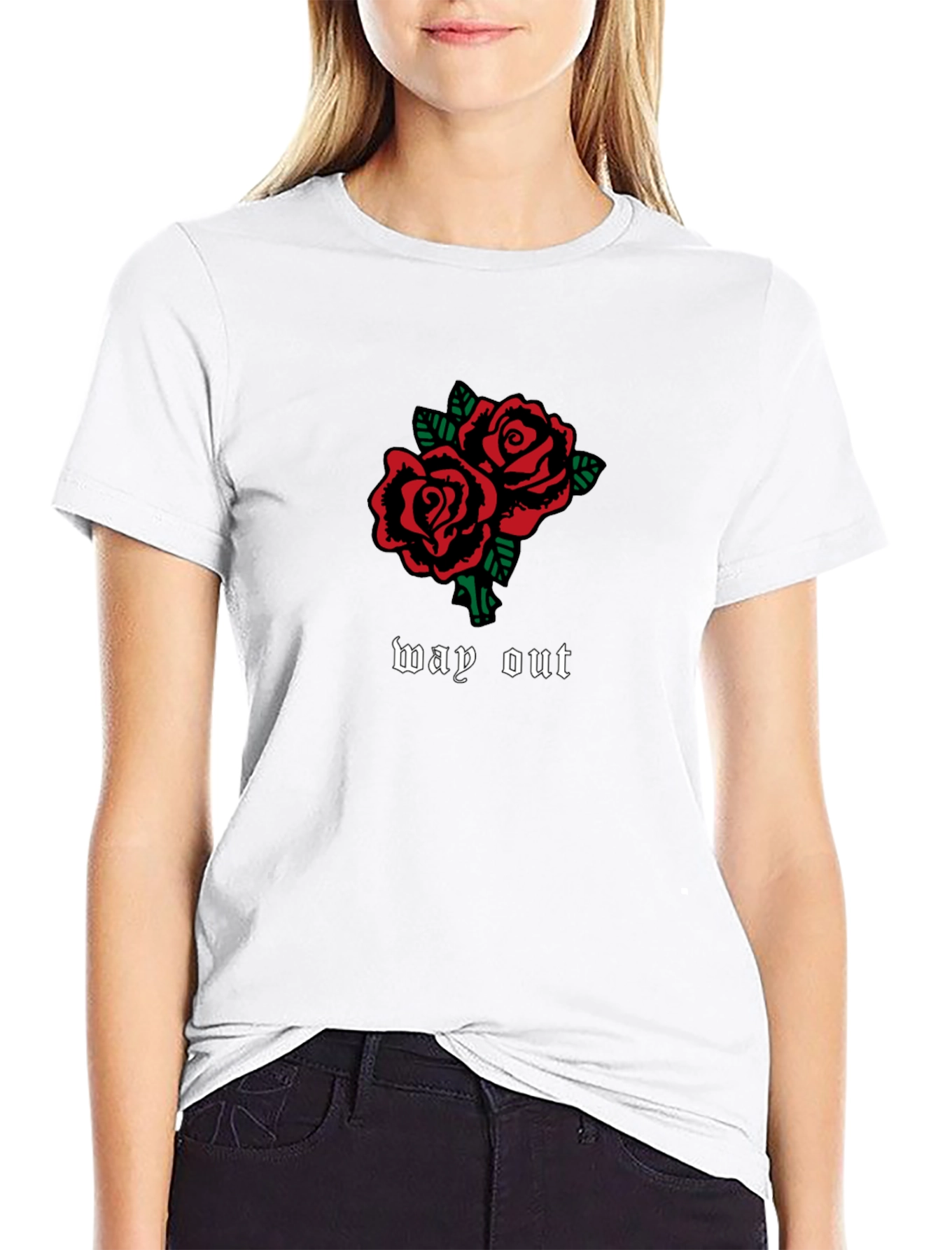 Way Out Roses Graphic Tee - Classic Black Cotton