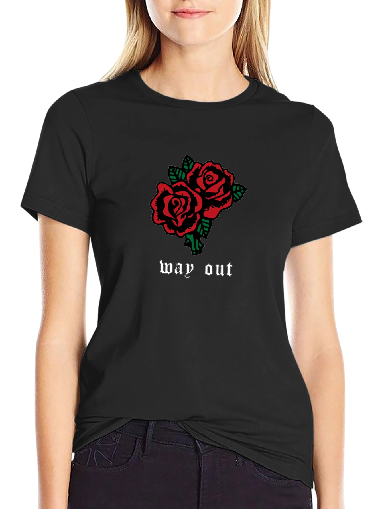 Way Out Roses Graphic Tee - Classic Black Cotton