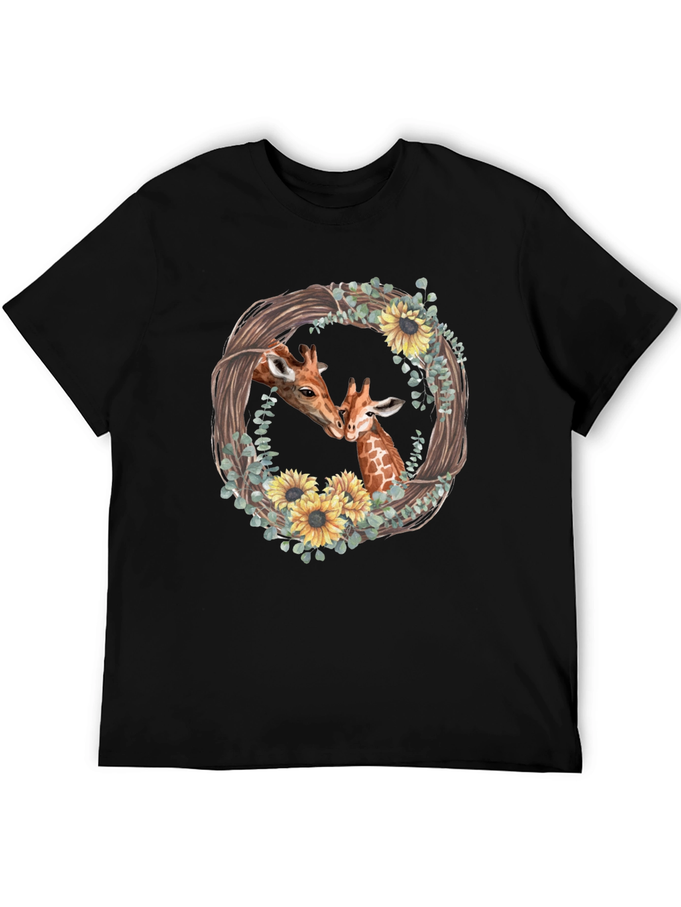 Giraffe Love Graphic Tee - Black