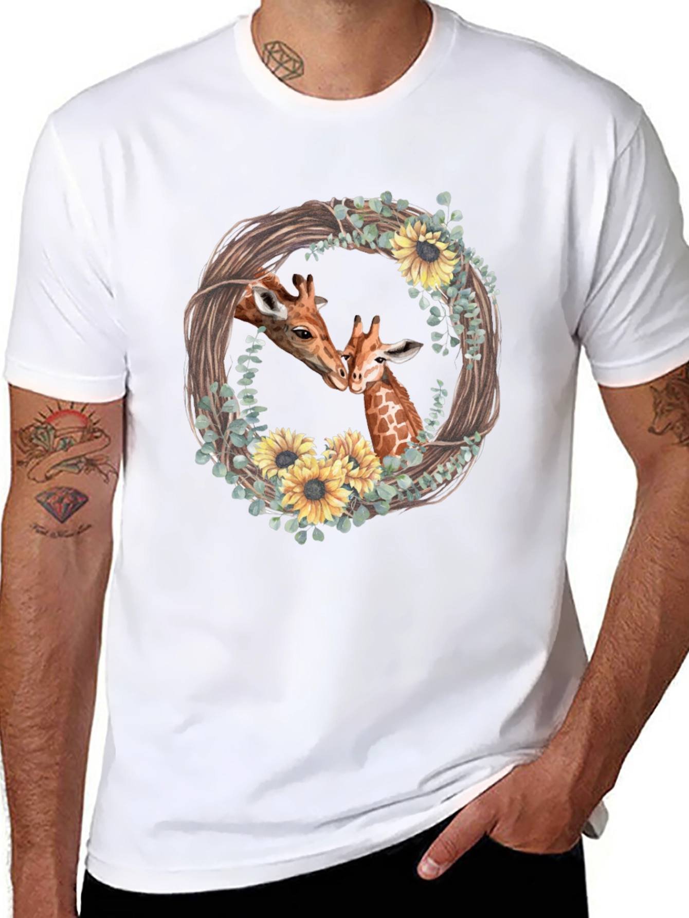 Giraffe Love Graphic Tee - Black