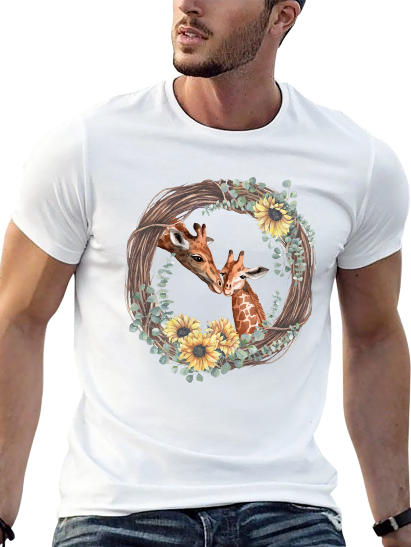 Giraffe Love Graphic Tee - Black