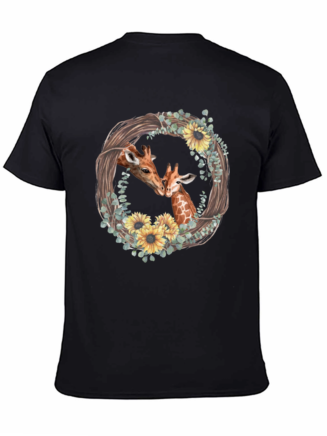 Giraffe Love Graphic Tee - Black