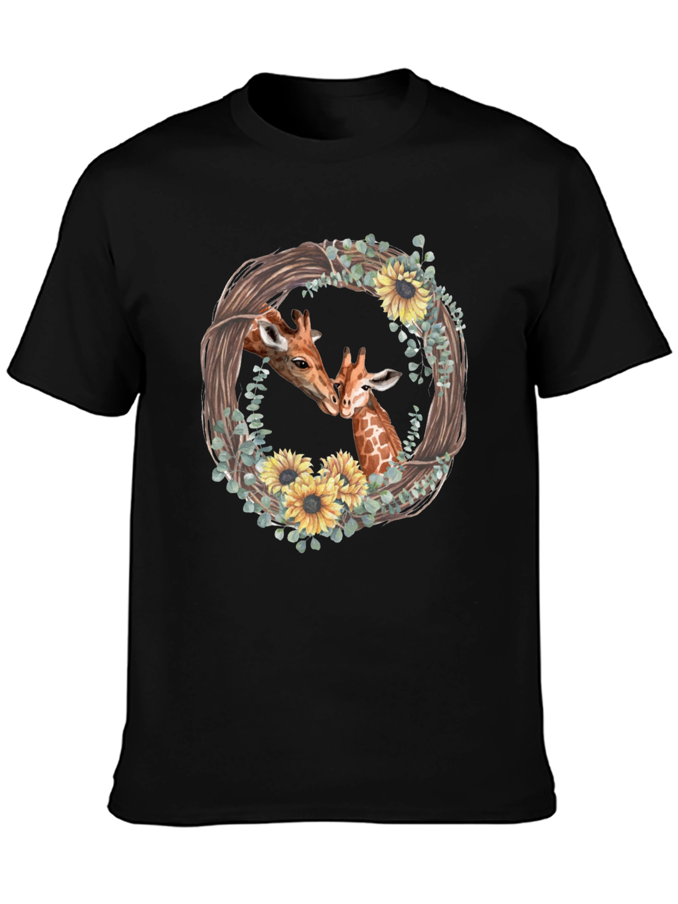 Giraffe Love Graphic Tee - Black
