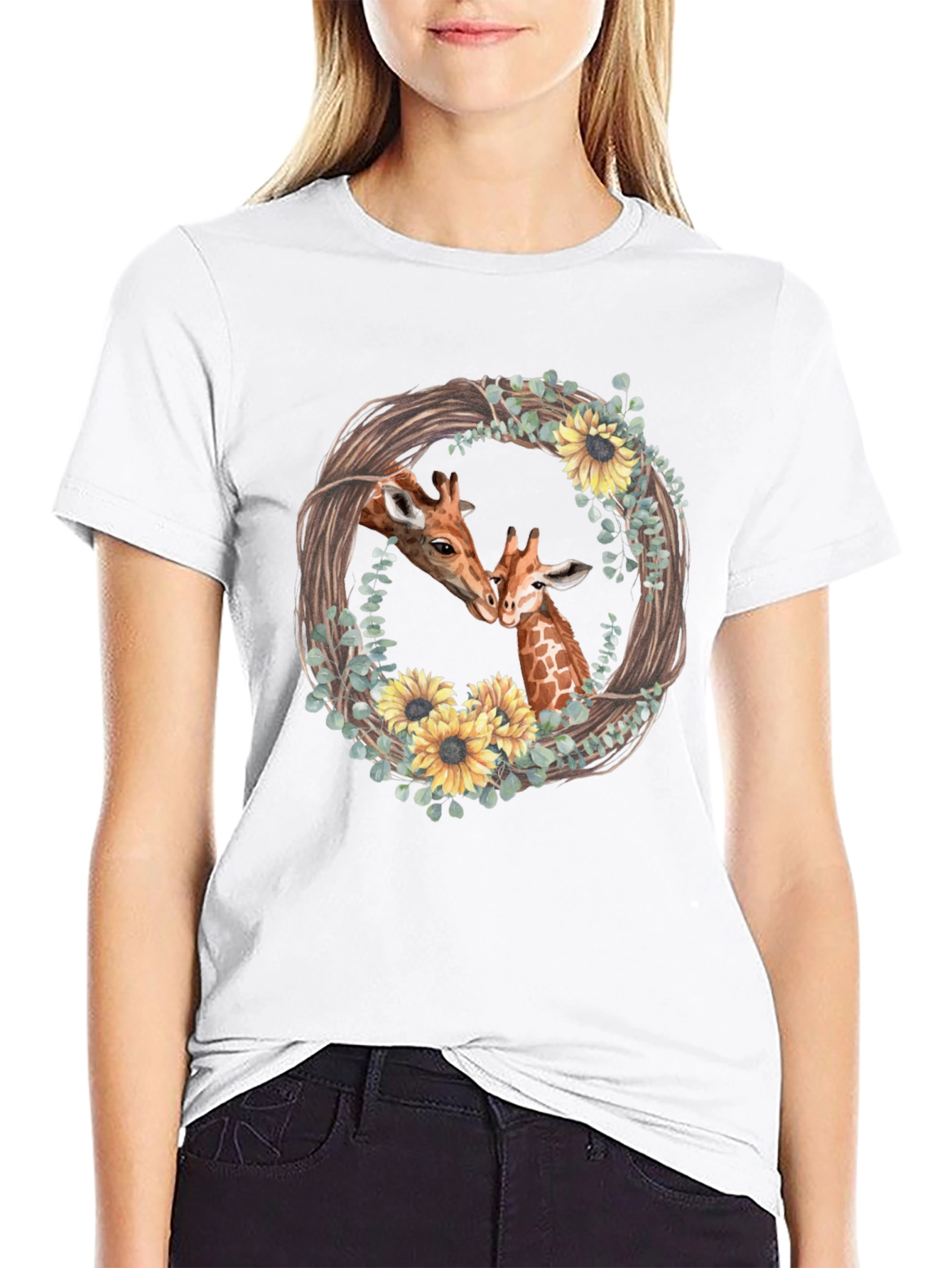 Giraffe Love Graphic Tee - Black