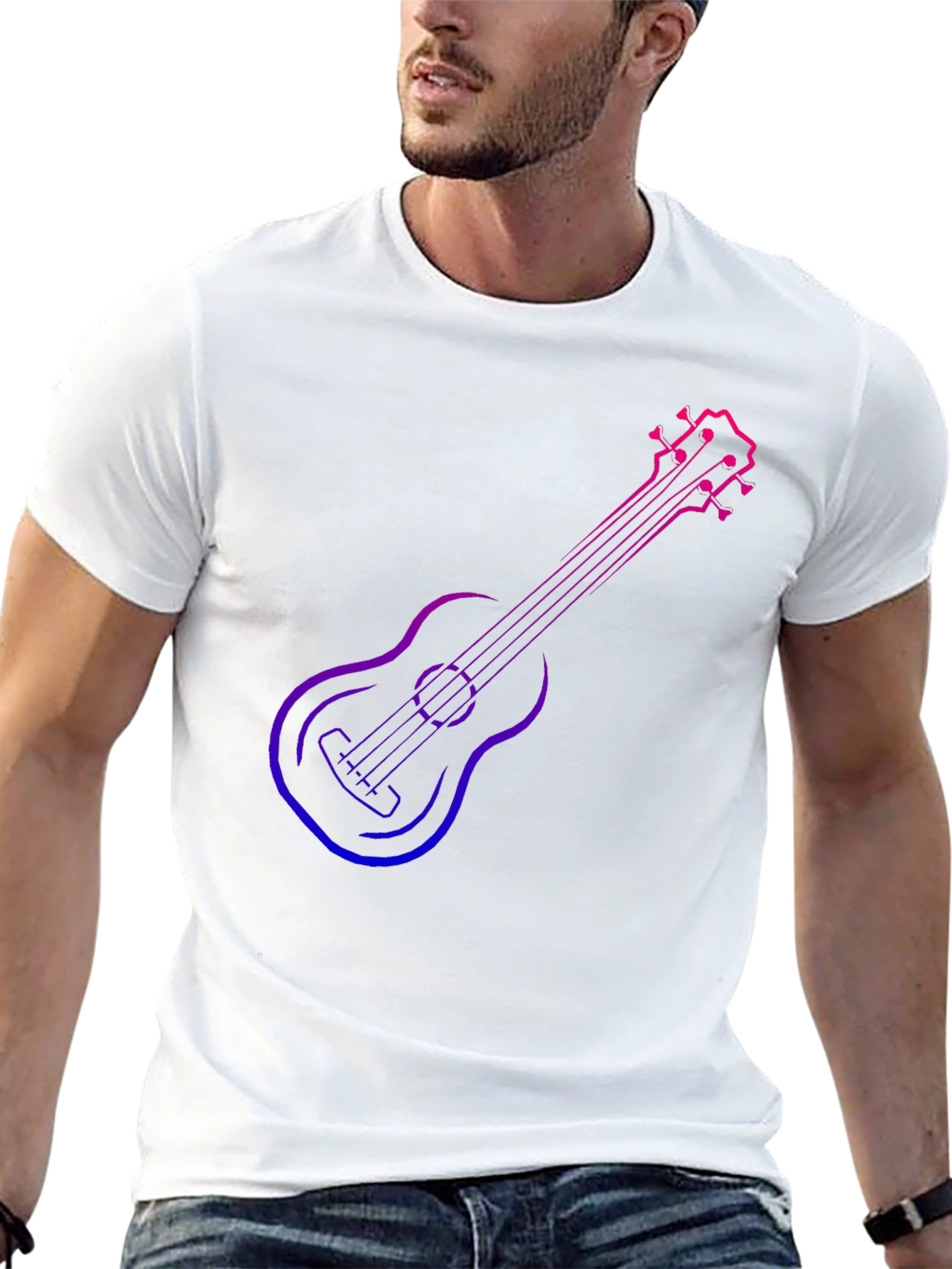 Gradient Ukulele Graphic T-Shirt - Black