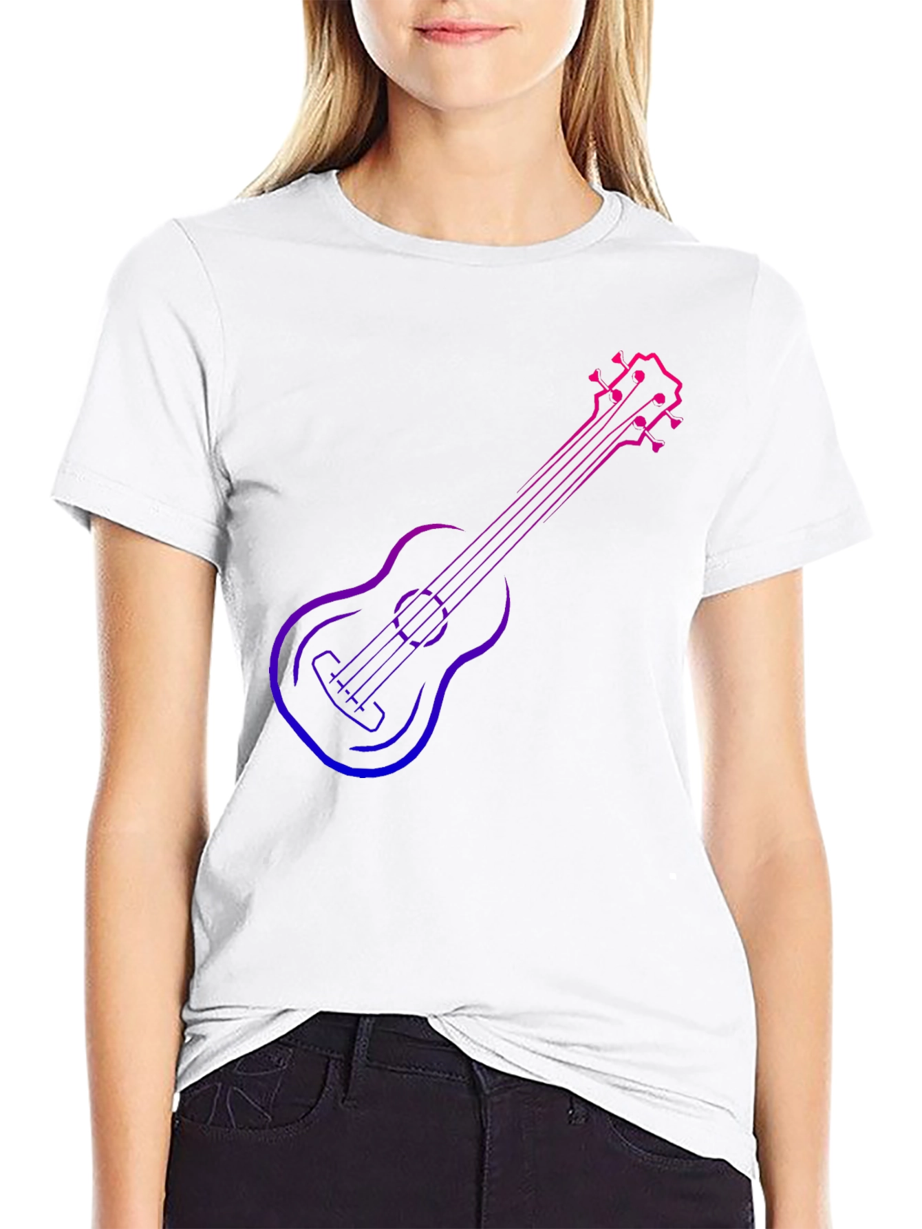 Gradient Ukulele Graphic T-Shirt - Black