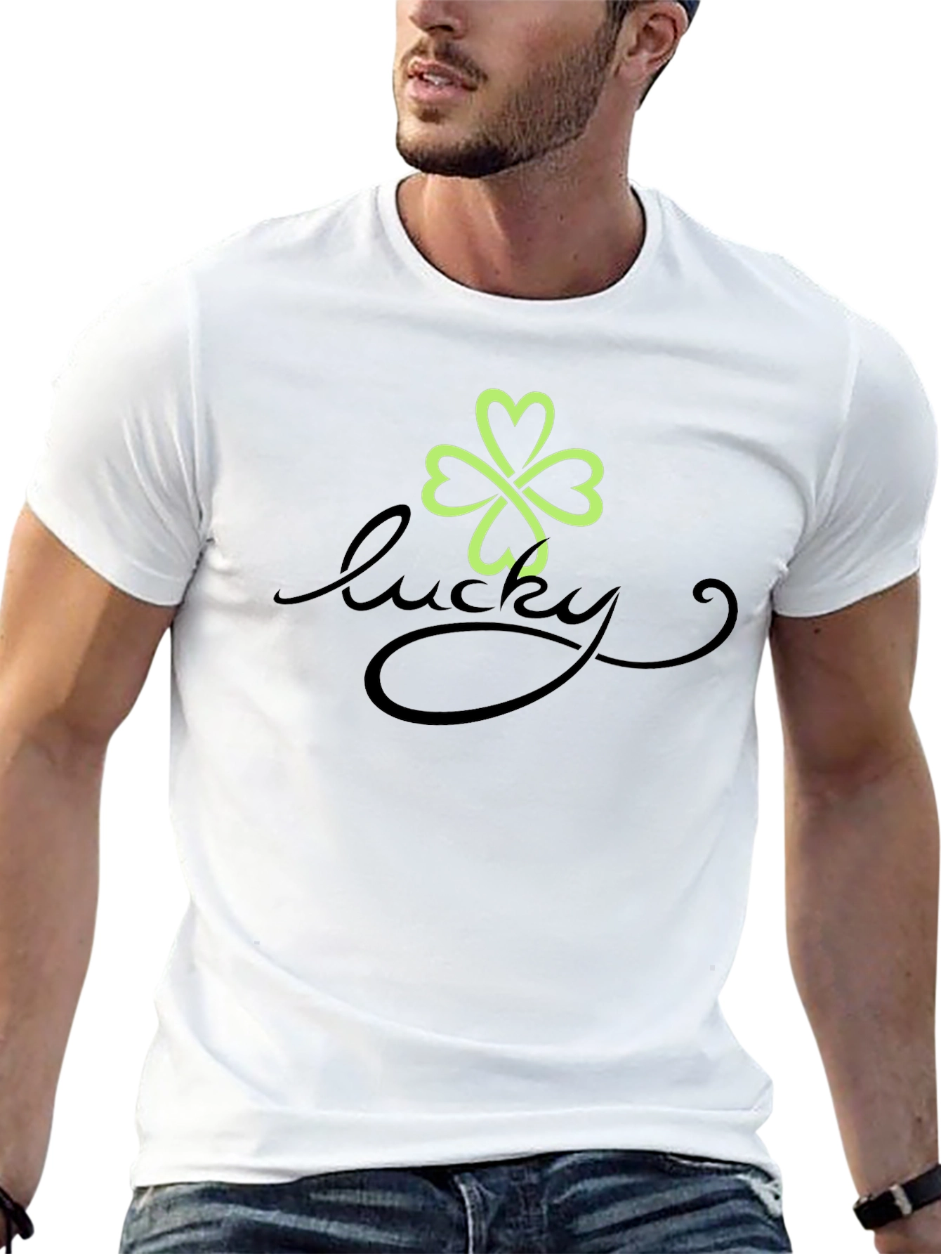 Lucky Clover Graphic T-Shirt - Mens Black Tee