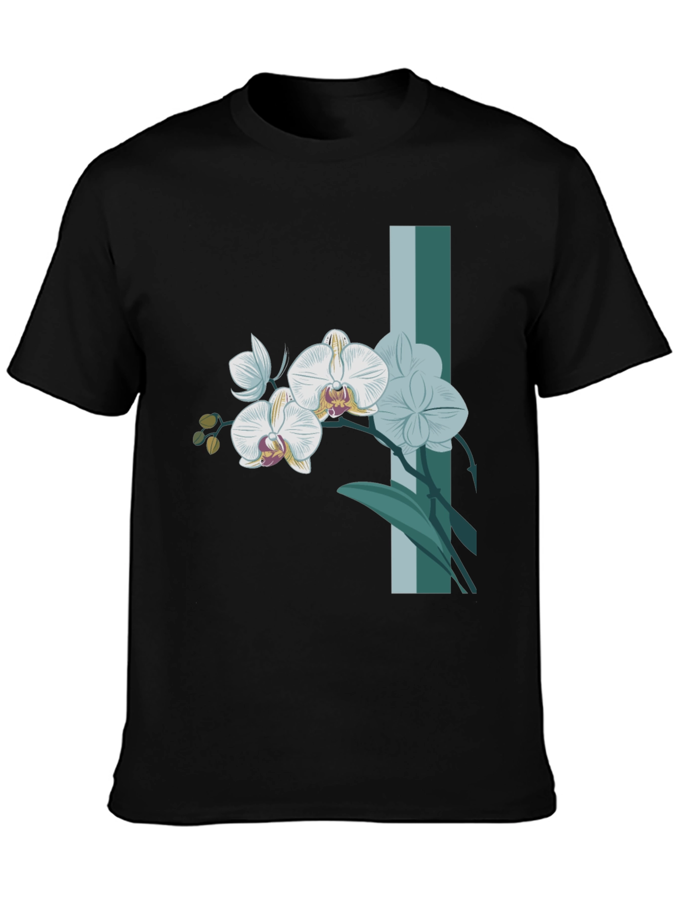 Orchid Graphic Tee - Stylish Mens Black T-Shirt