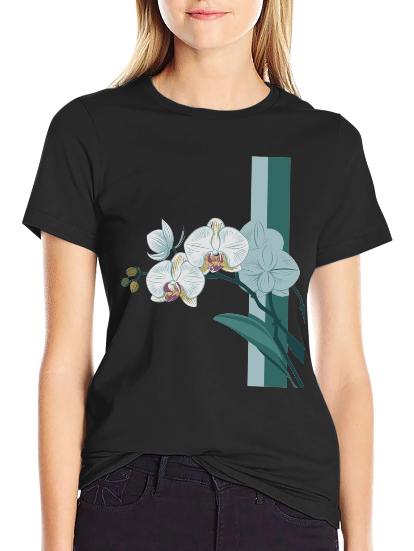 Orchid Graphic Tee - Stylish Mens Black T-Shirt