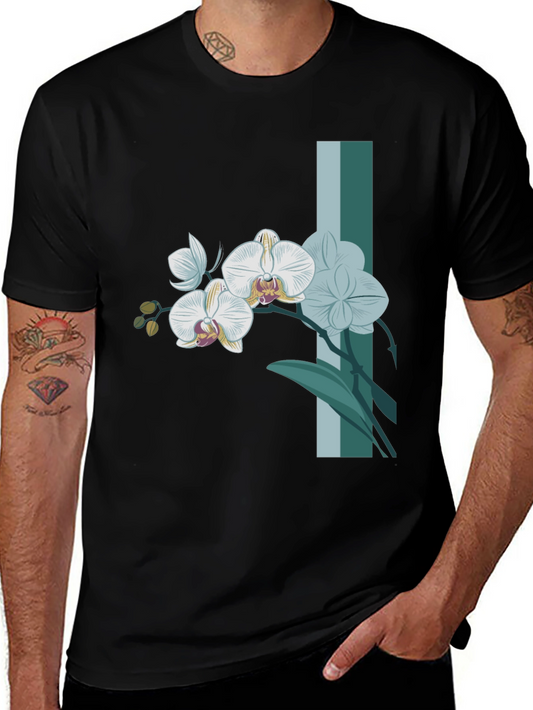 Orchid Graphic Tee - Stylish Mens Black T-Shirt