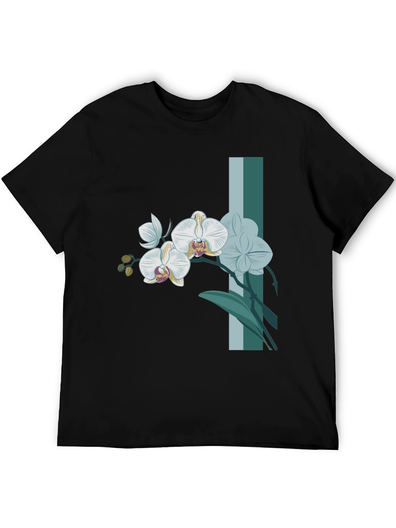 Orchid Graphic Tee - Stylish Mens Black T-Shirt