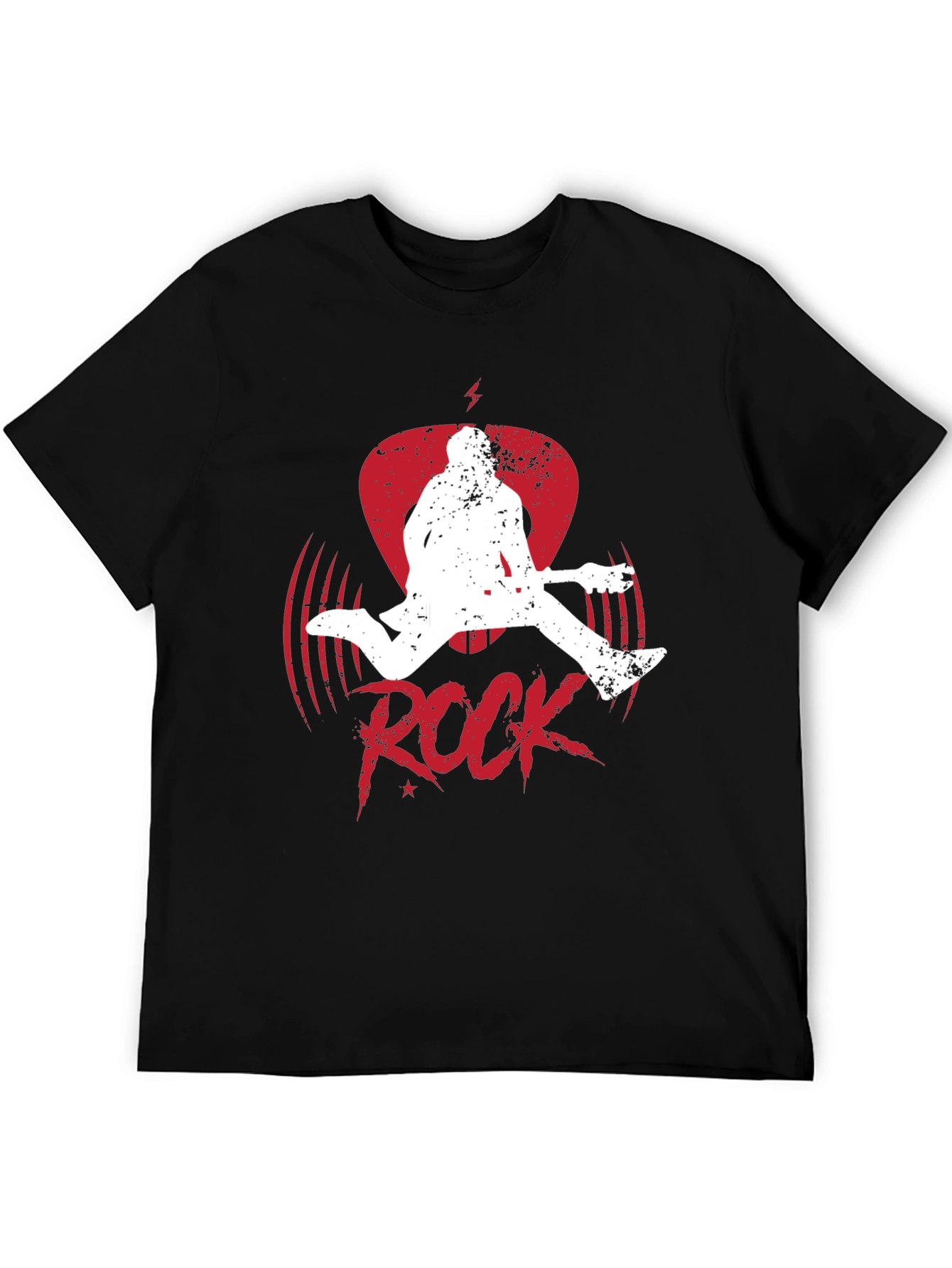 Rock Guitar Player Graphic Tee - Black Cotton