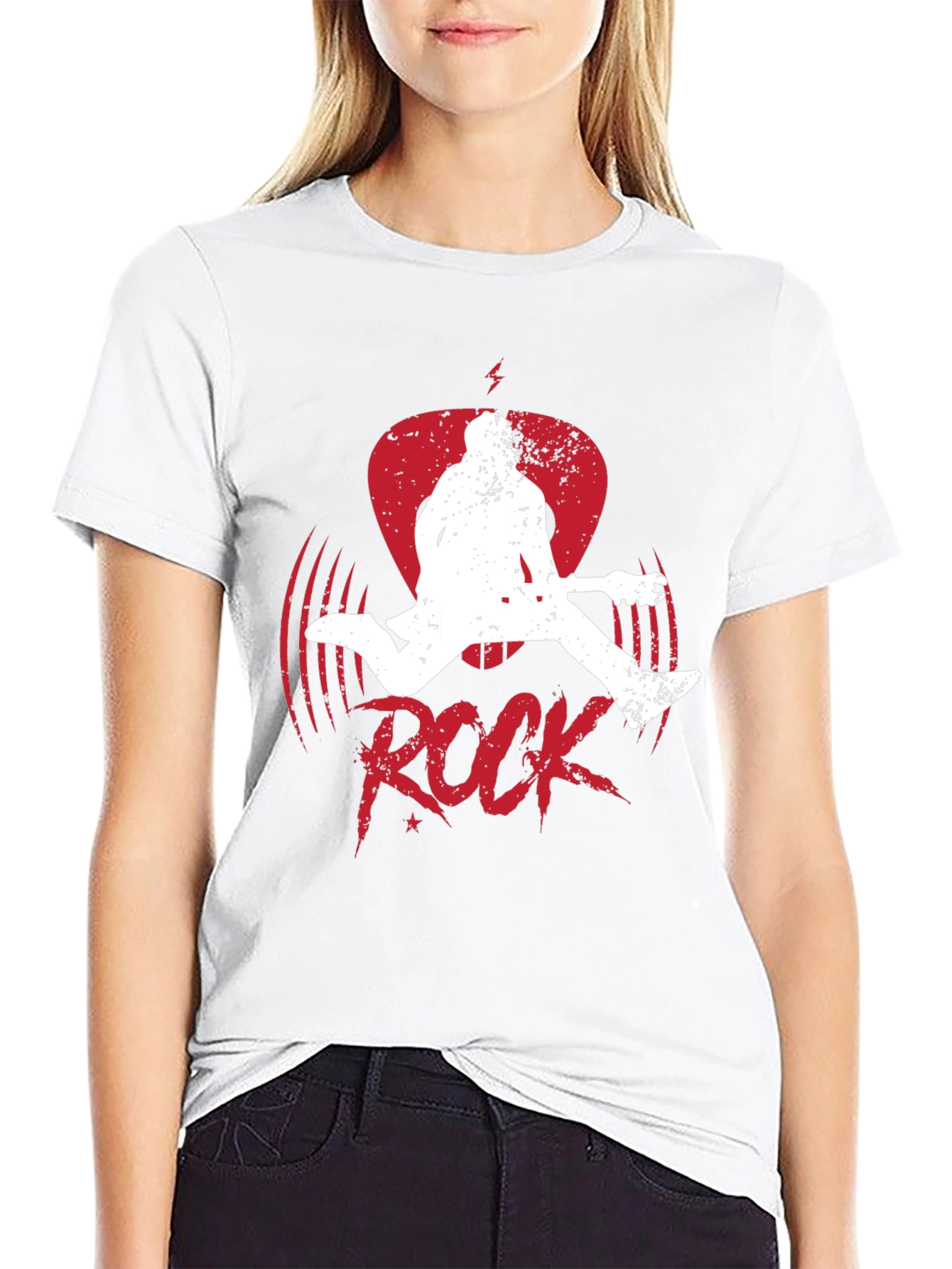 Rock Guitar Player Graphic Tee - Black Cotton