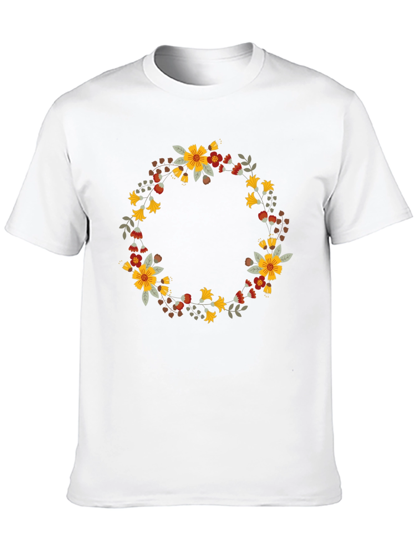Floral Wreath Graphic Black T-Shirt