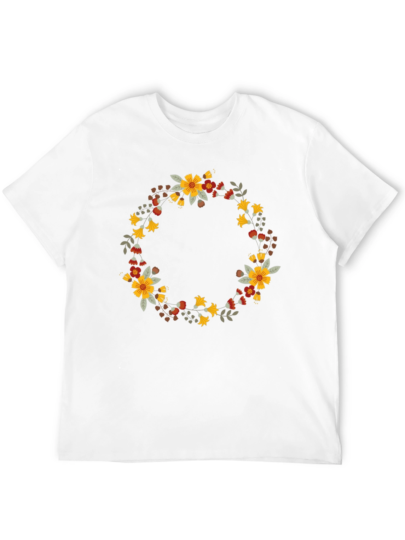 Floral Wreath Graphic Black T-Shirt