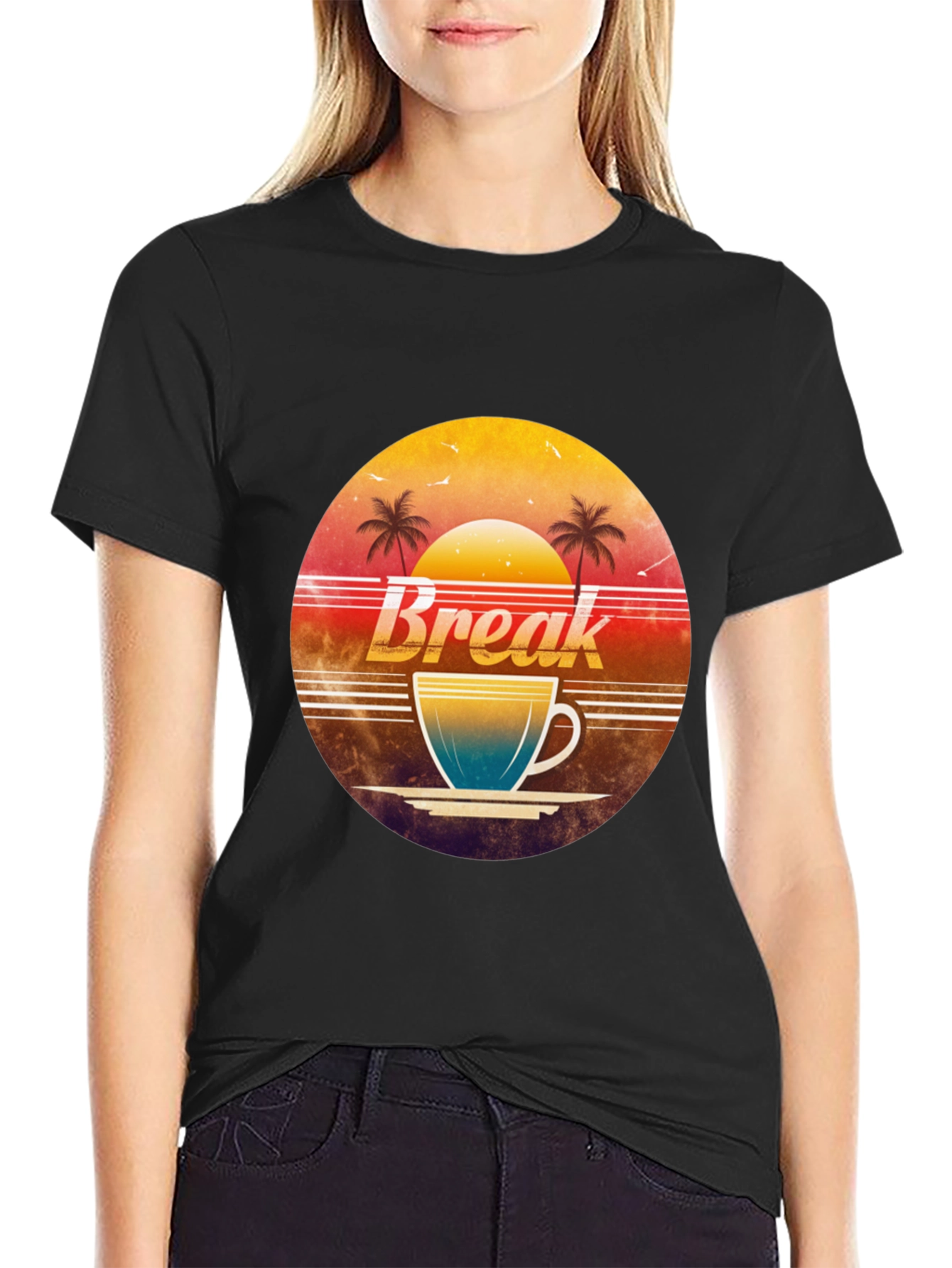 Retro Break Coffee Tee - Black