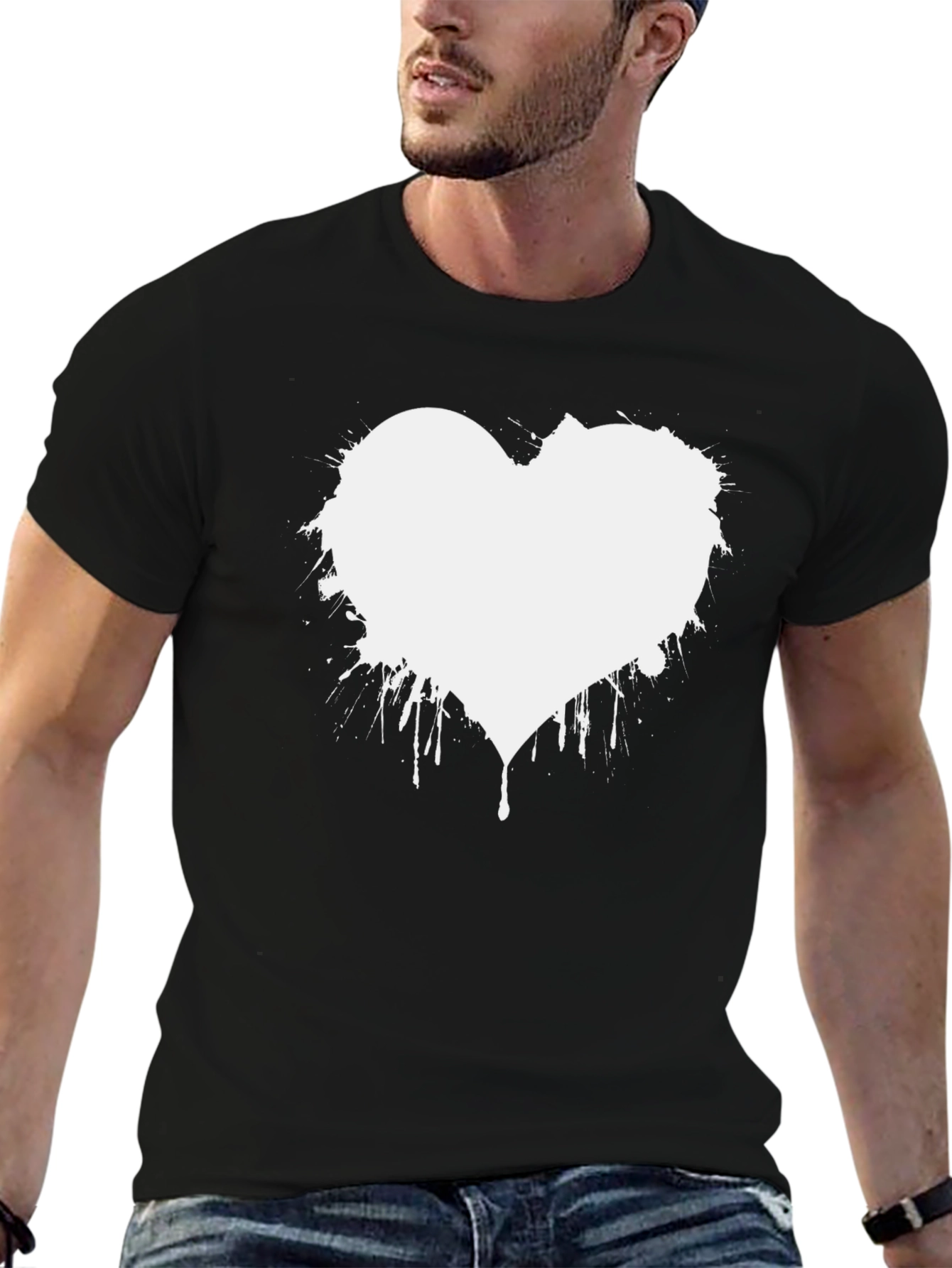 Abstract Heart Graphic Tee - Modern Black T-Shirt