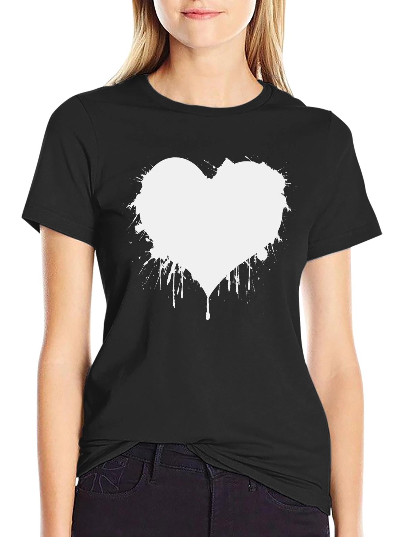 Abstract Heart Graphic Tee - Modern Black T-Shirt