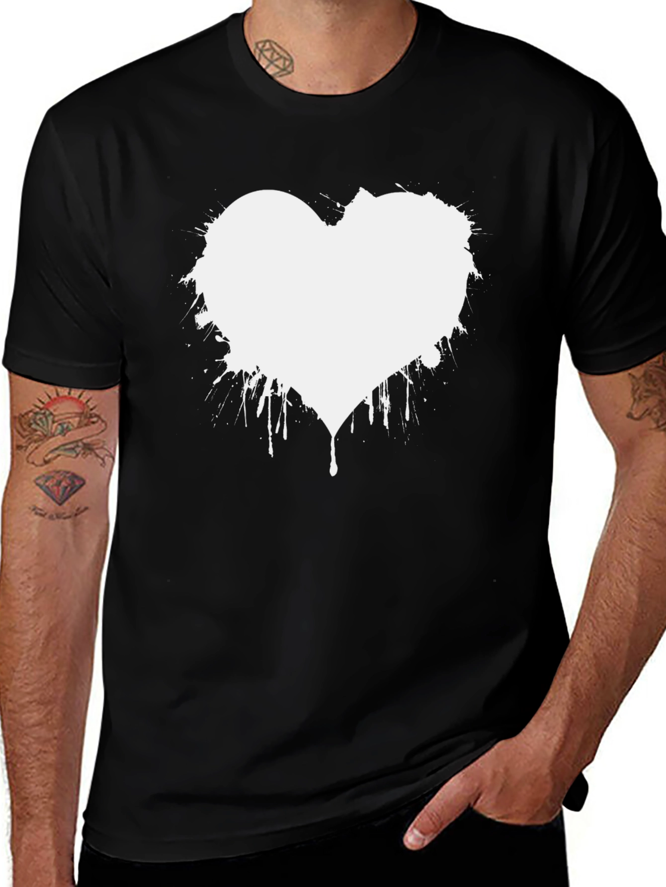 Abstract Heart Graphic Tee - Modern Black T-Shirt