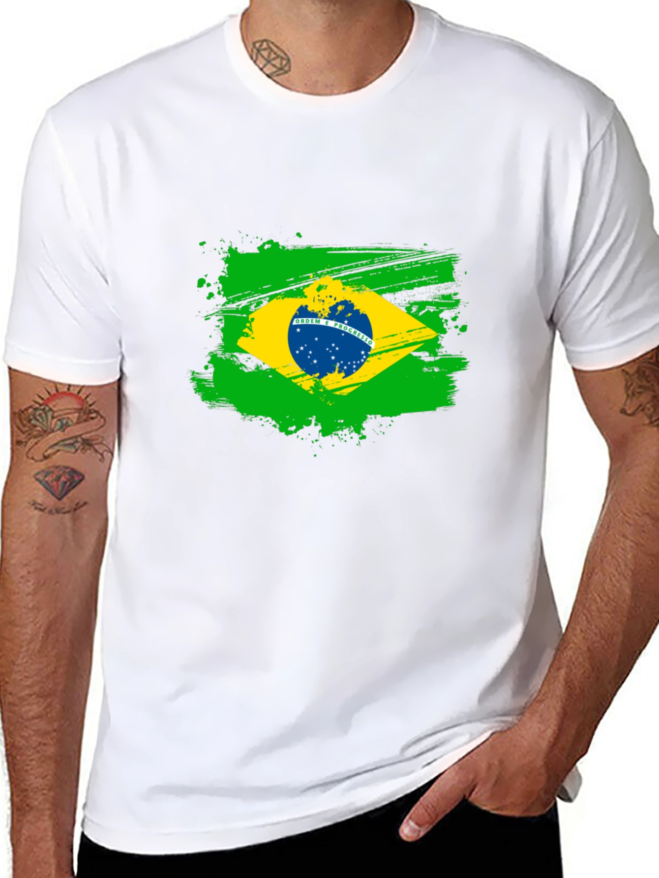 Brazil Flag T-Shirt - Graphic Tee - Black