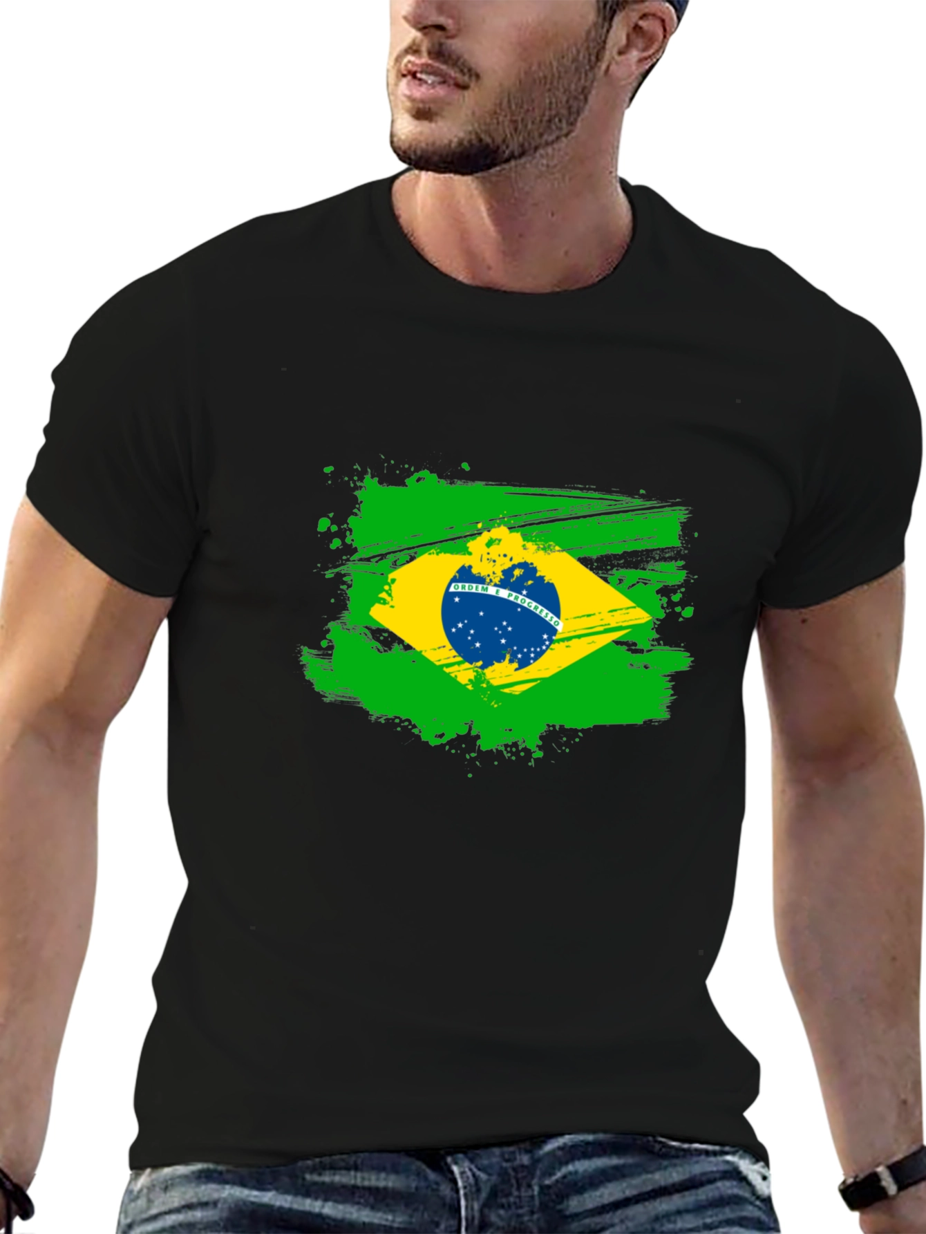 Brazil Flag T-Shirt - Graphic Tee - Black