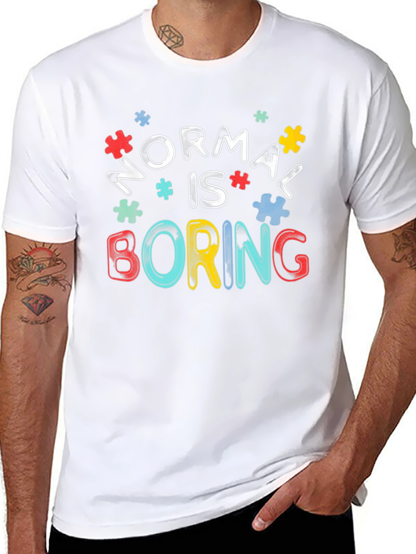 Normal is Boring Autism Awareness Graphic Tee