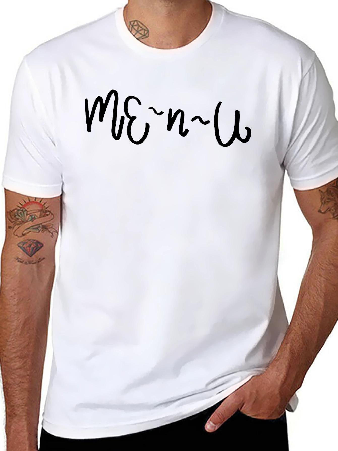 Mens Black Menu Graphic T-Shirt