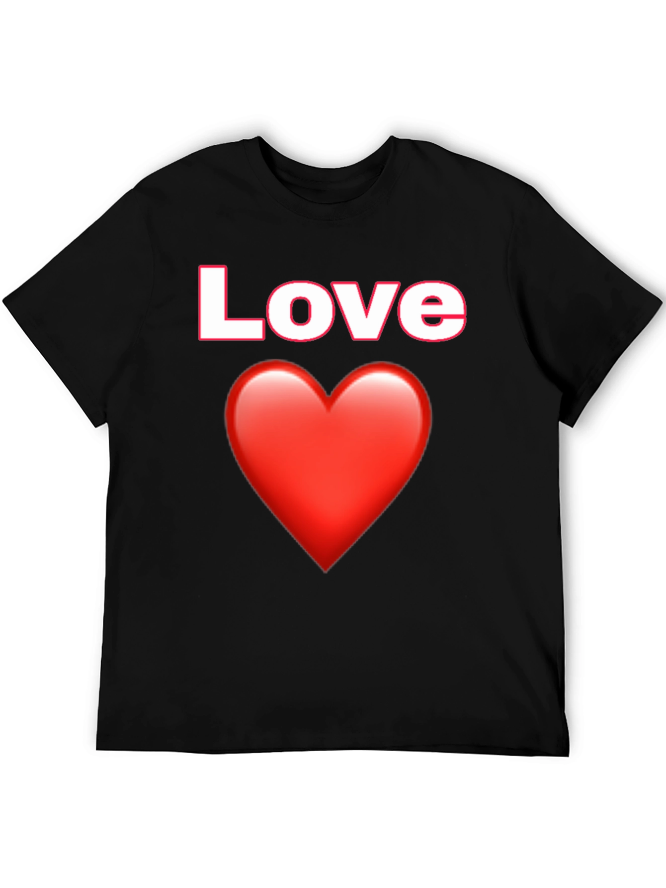 Love Heart Graphic Tee - Black Cotton T-Shirt
