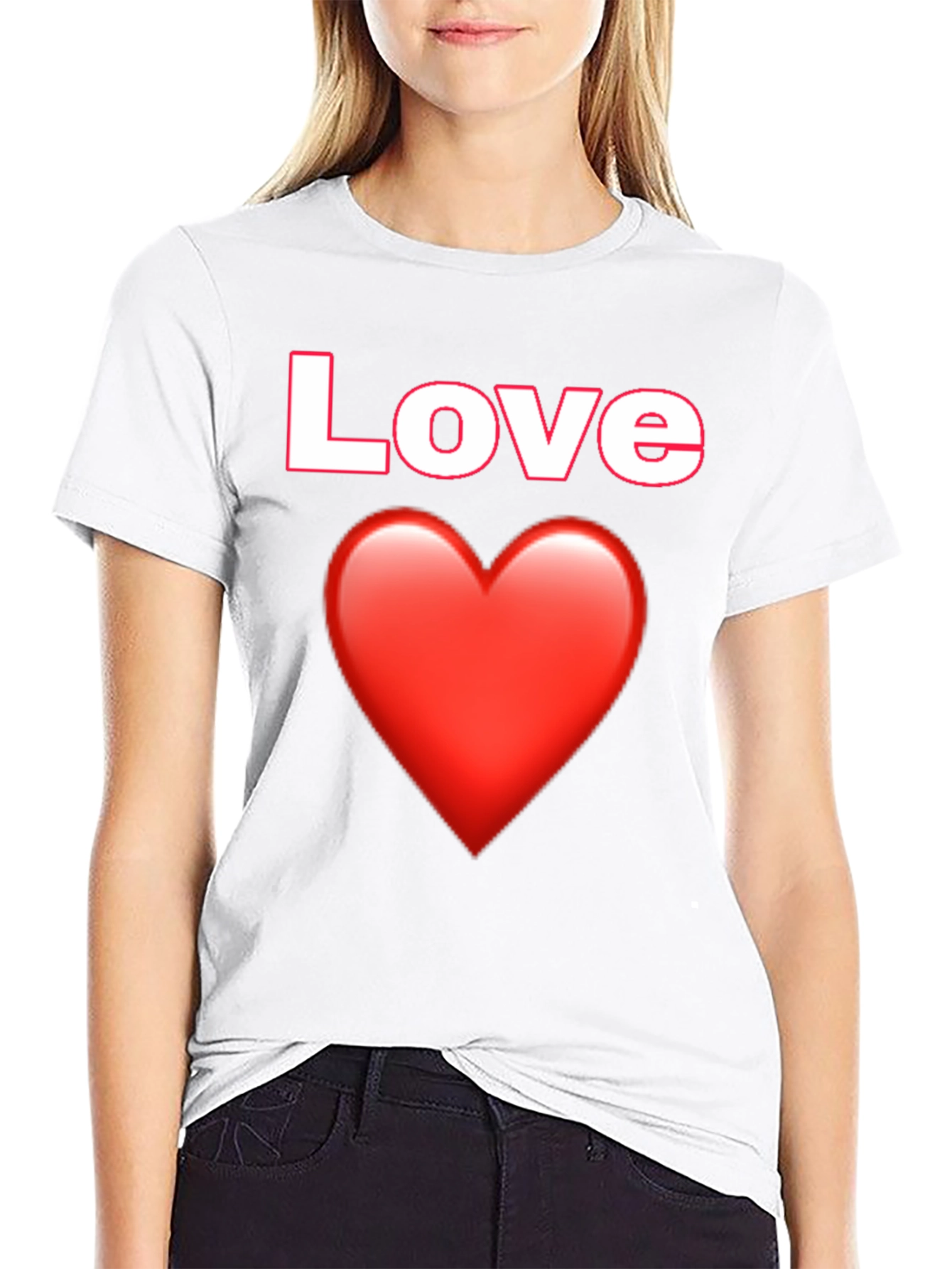 Love Heart Graphic Tee - Black Cotton T-Shirt