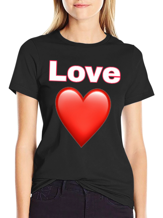 Love Heart Graphic Tee - Black Cotton T-Shirt