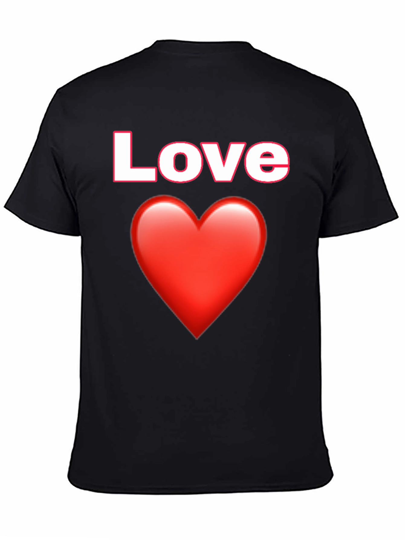Love Heart Graphic Tee - Black Cotton T-Shirt
