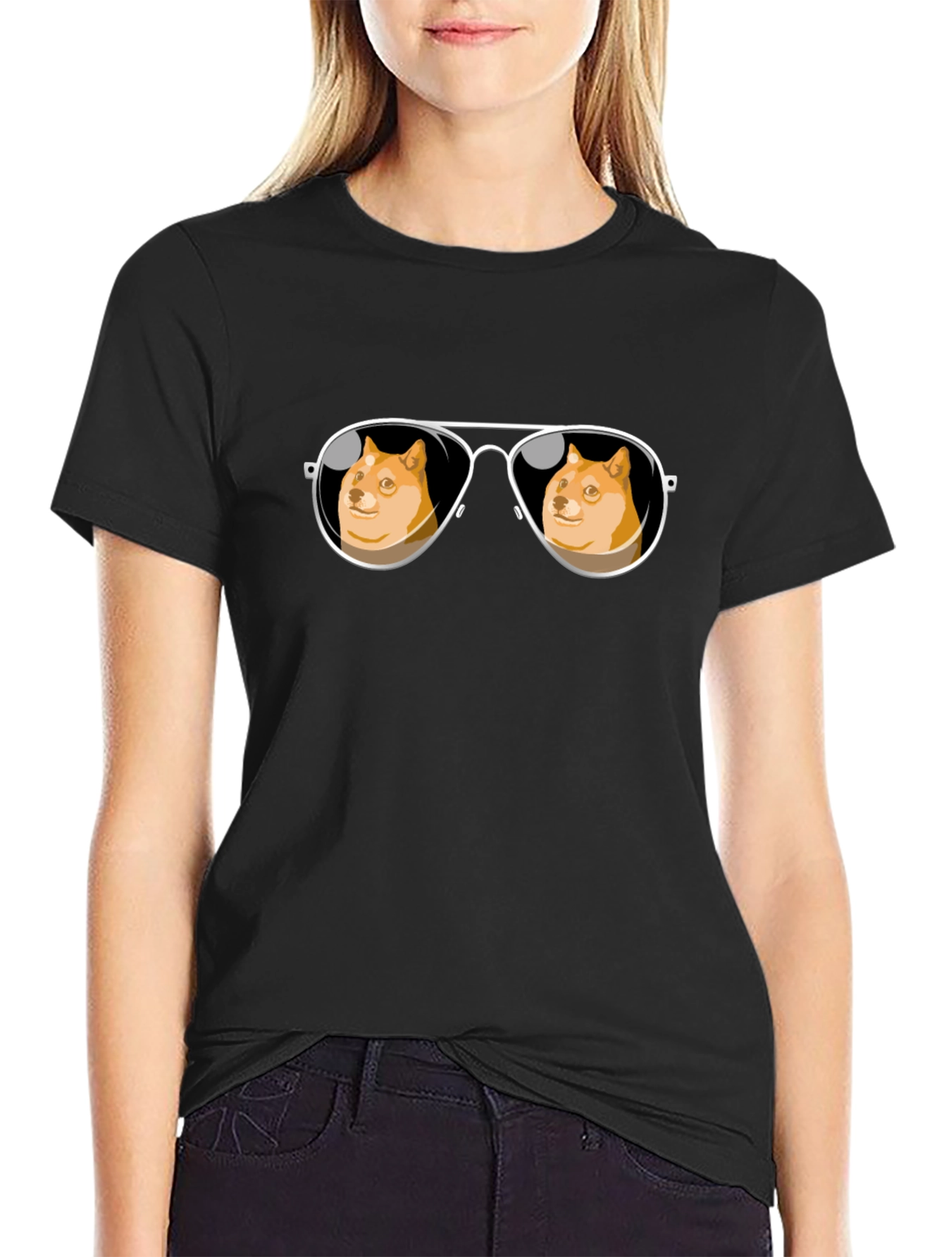Doge Meme Sunglasses T-Shirt - Trendy Black Tee